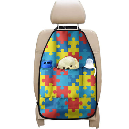 Autism Awareness Pattern Print Car Seat Organizers