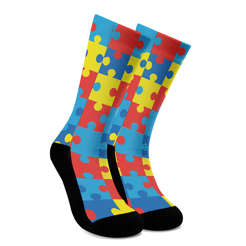 Autism Awareness Pattern Print Crew Socks