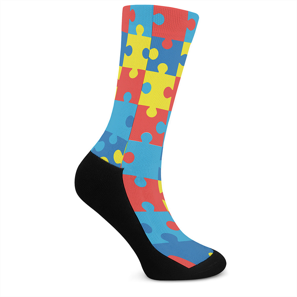 Autism Awareness Pattern Print Crew Socks