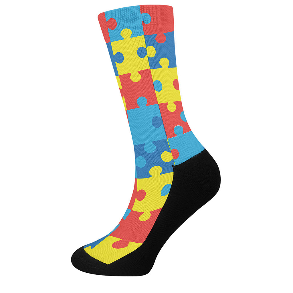 Autism Awareness Pattern Print Crew Socks