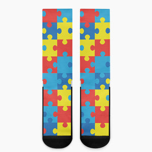 Autism Awareness Pattern Print Crew Socks