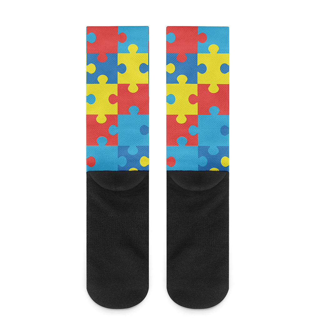 Autism Awareness Pattern Print Crew Socks