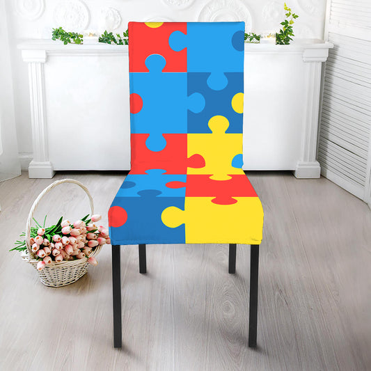 Autism Awareness Pattern Print Dining Chair Slipcover