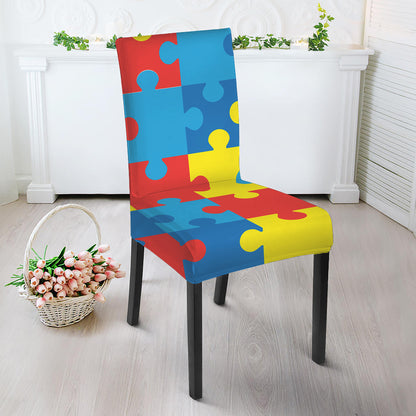 Autism Awareness Pattern Print Dining Chair Slipcover