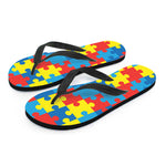 Autism Awareness Pattern Print Flip Flops