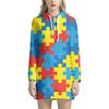 Autism Awareness Pattern Print Hoodie Dress
