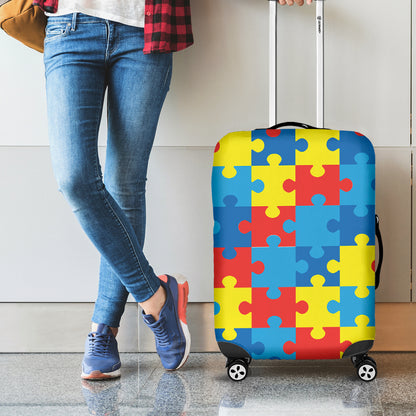 Autism Awareness Pattern Print Luggage Cover