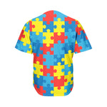 Autism Awareness Pattern Print Men's Baseball Jersey