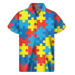 Autism Awareness Pattern Print Men's Short Sleeve Shirt