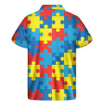 Autism Awareness Pattern Print Men's Short Sleeve Shirt
