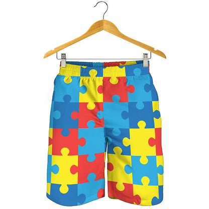 Autism Awareness Pattern Print Men's Shorts