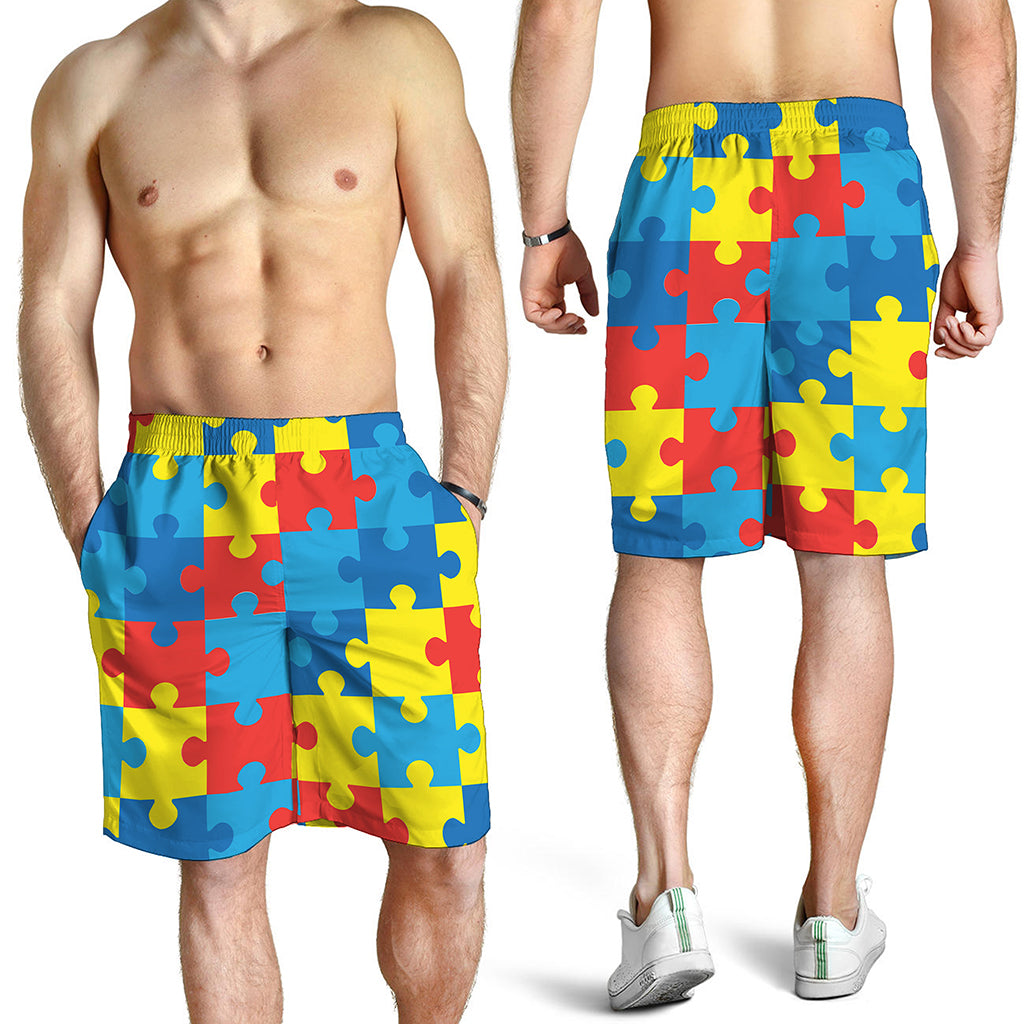 Autism Awareness Pattern Print Men's Shorts