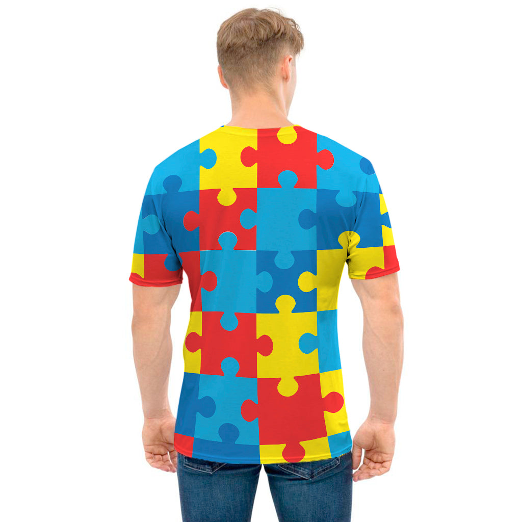 Autism Awareness Pattern Print Men's T-Shirt