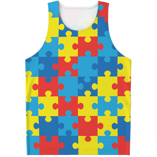 Autism Awareness Pattern Print Men's Tank Top