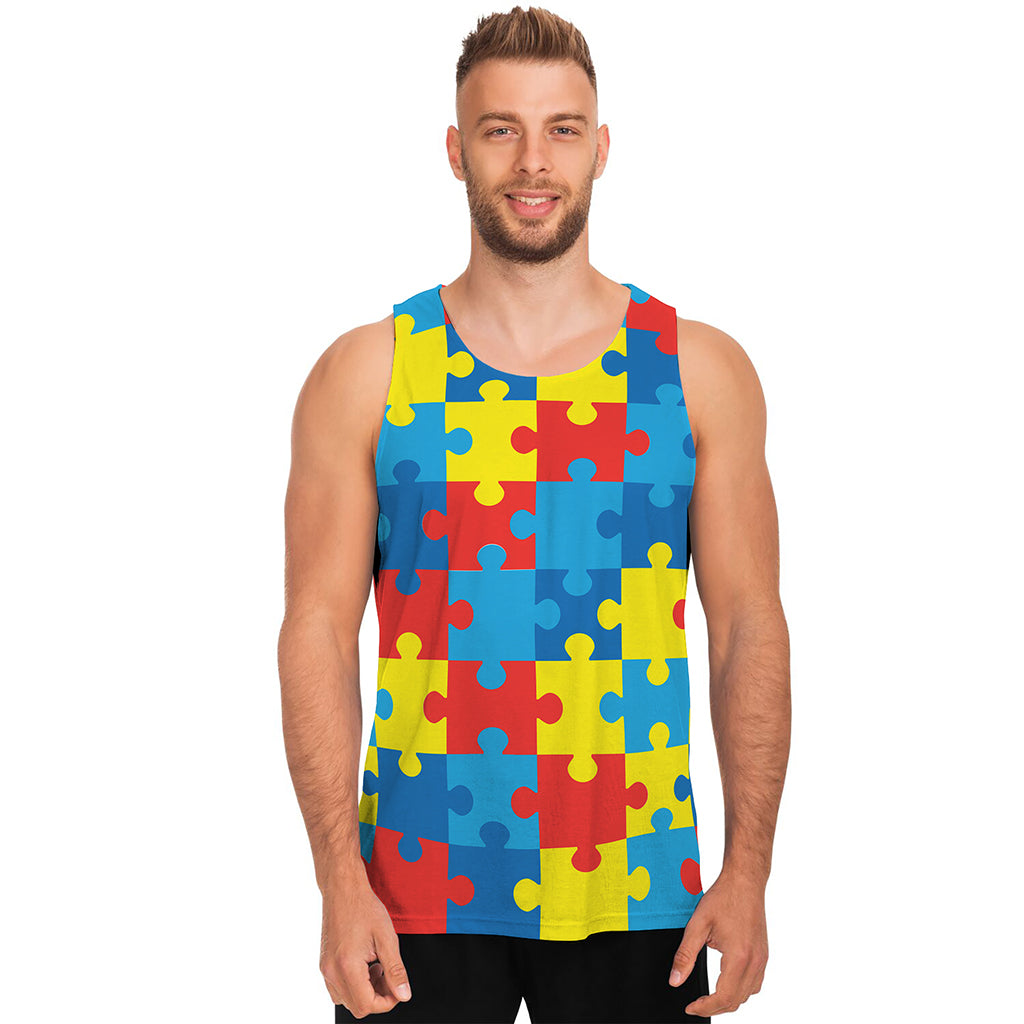 Autism Awareness Pattern Print Men's Tank Top