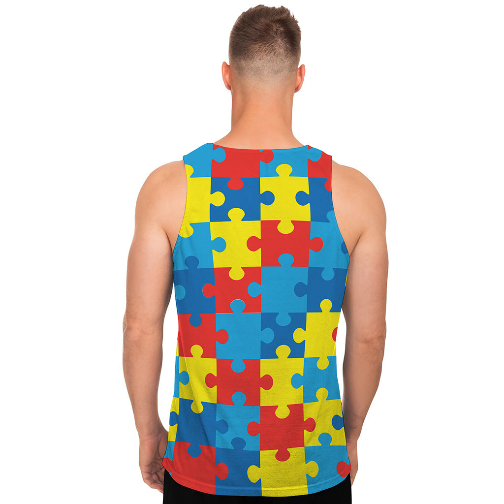 Autism Awareness Pattern Print Men's Tank Top