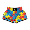 Autism Awareness Pattern Print Muay Thai Boxing Shorts