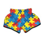 Autism Awareness Pattern Print Muay Thai Boxing Shorts