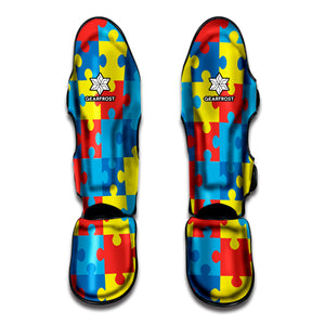 Autism Awareness Pattern Print Muay Thai Shin Guard