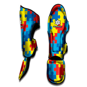 Autism Awareness Pattern Print Muay Thai Shin Guard