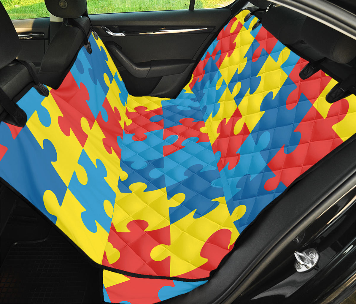 Autism Awareness Pattern Print Pet Car Back Seat Cover