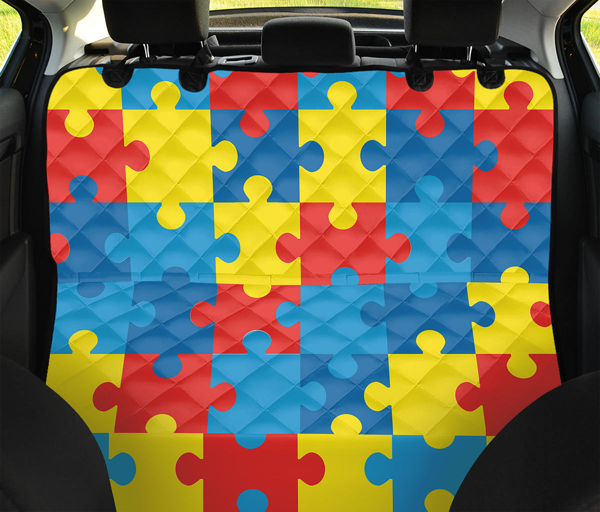 Autism Awareness Pattern Print Pet Car Back Seat Cover