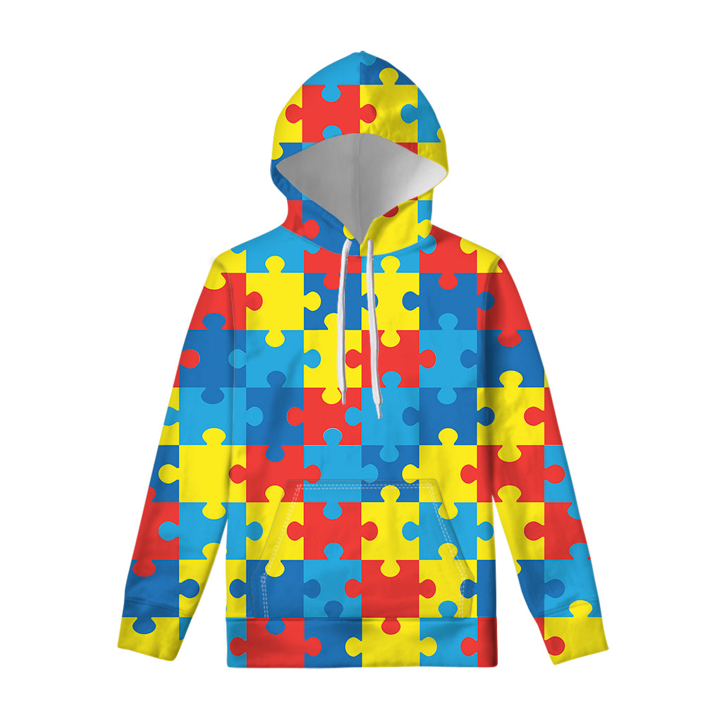 Autism Awareness Pattern Print Pullover Hoodie