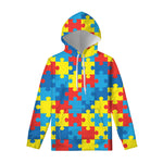 Autism Awareness Pattern Print Pullover Hoodie