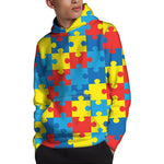 Autism Awareness Pattern Print Pullover Hoodie