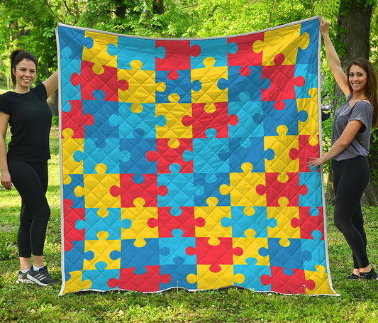 Autism Awareness Pattern Print Quilt