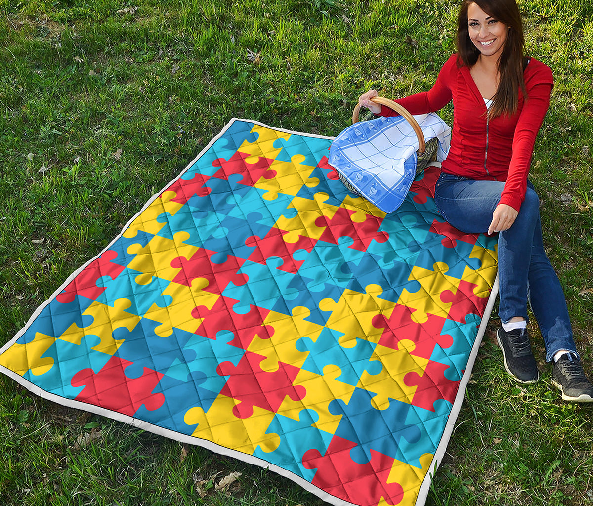 Autism Awareness Pattern Print Quilt