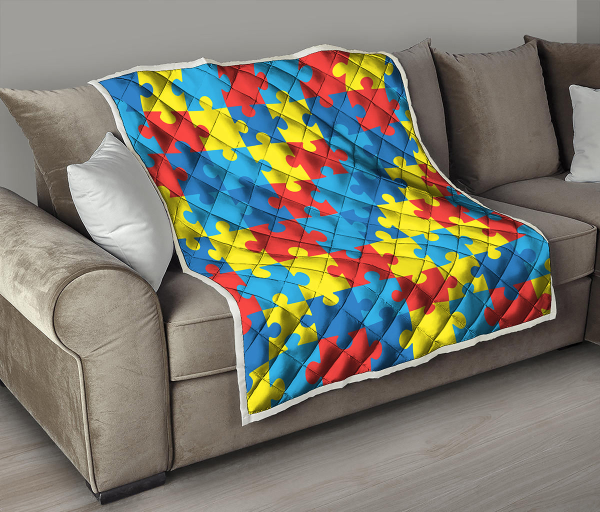 Autism Awareness Pattern Print Quilt
