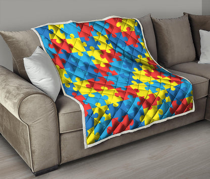 Autism Awareness Pattern Print Quilt