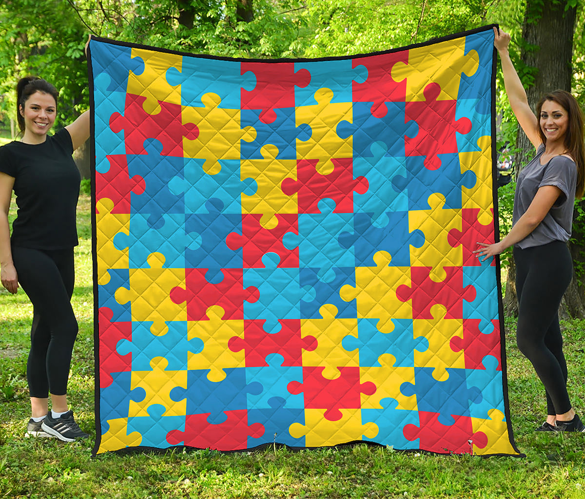 Autism Awareness Pattern Print Quilt