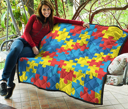 Autism Awareness Pattern Print Quilt