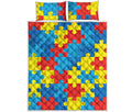 Autism Awareness Pattern Print Quilt Bed Set