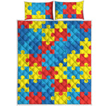 Autism Awareness Pattern Print Quilt Bed Set