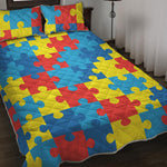 Autism Awareness Pattern Print Quilt Bed Set