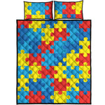 Autism Awareness Pattern Print Quilt Bed Set