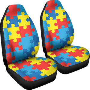 Autism Awareness Pattern Print Universal Fit Car Seat Covers