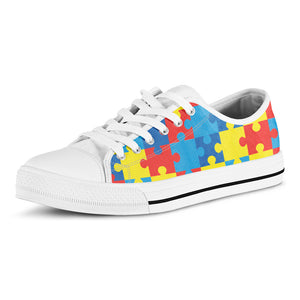 Autism Awareness Pattern Print White Low Top Shoes