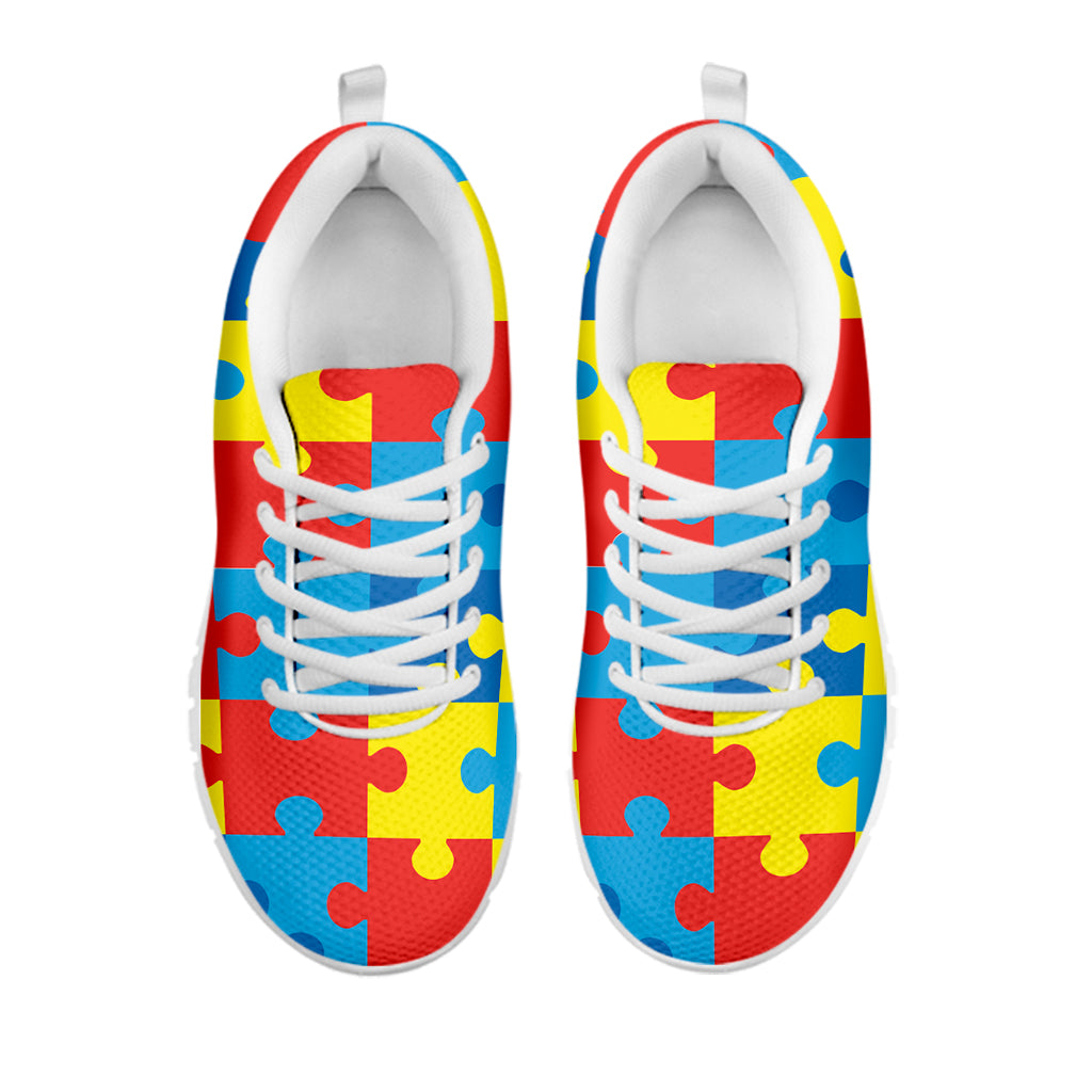 Autism Awareness Pattern Print White Sneakers