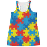 Autism Awareness Pattern Print Women's Racerback Tank Top
