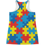 Autism Awareness Pattern Print Women's Racerback Tank Top