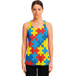 Autism Awareness Pattern Print Women's Racerback Tank Top