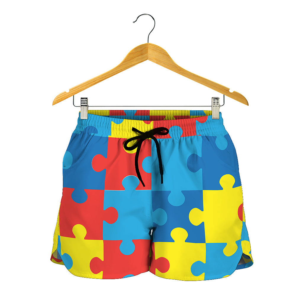 Autism Awareness Pattern Print Women's Shorts