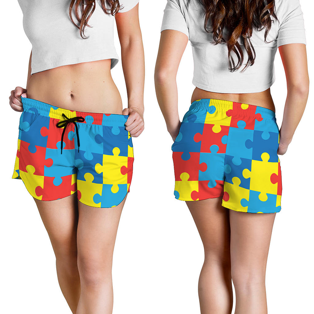 Autism Awareness Pattern Print Women's Shorts