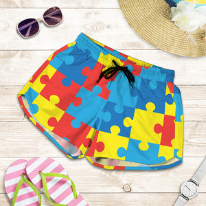 Autism Awareness Pattern Print Women's Shorts