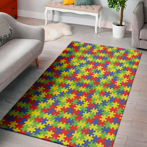 Autism Awareness Puzzle Pattern Print Area Rug