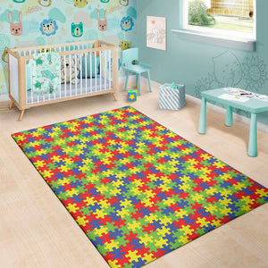 Autism Awareness Puzzle Pattern Print Area Rug